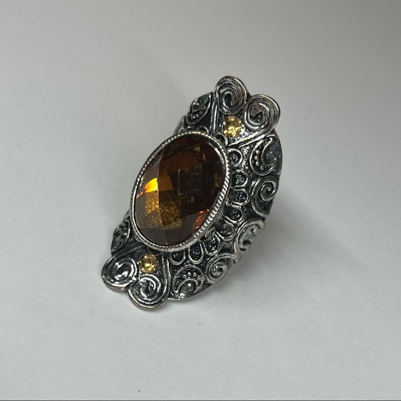 Unique Brown Setting Silver Adjustable Earrings - Picture 2 of 3